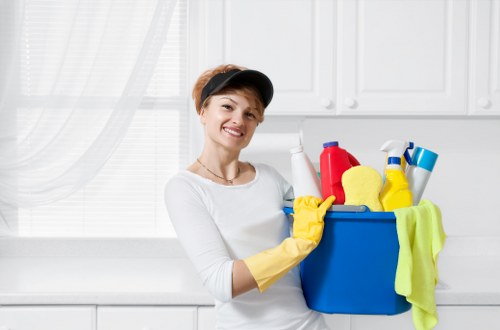 Technician assessing a stubborn fabric stain in Kennington